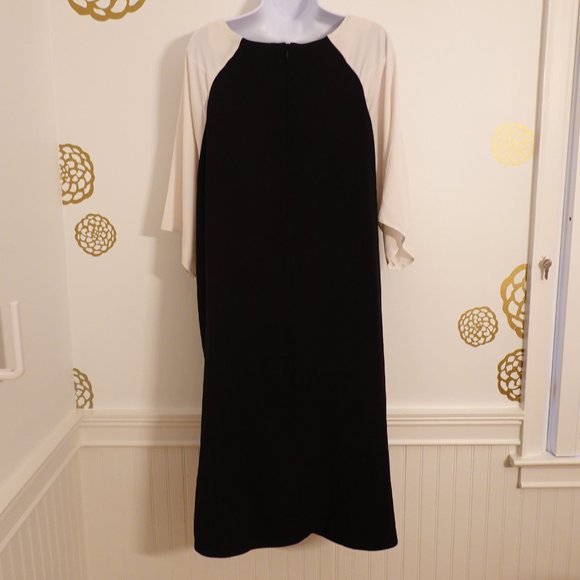 (NWOT) ASOS Curve Black/Cream 3/4 Sleeve Midi Shift Dress 24W - Picture 2 of 10